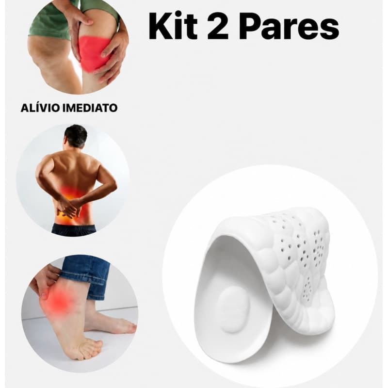 Kit 2 pares Palmilha 4D de Látex de alta elasticidade , suporte de arco, ortopédica respirável
