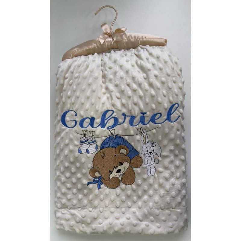 Cobertor Pipoquinha Gigante 1,00x1,50 Personalizado com Nome  e Desenho Bordado + Cabide