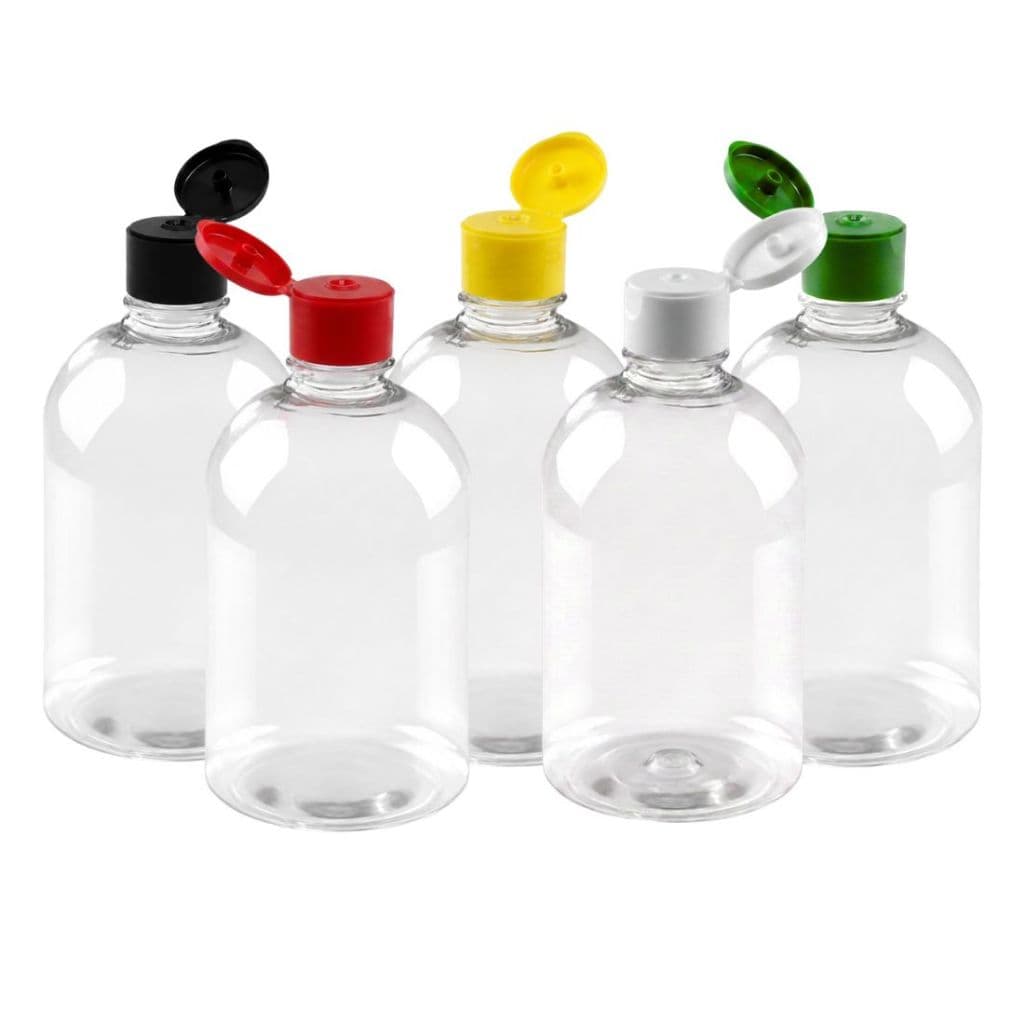 50 Frasco PET 500ml Transparente Tampa Flip Top Atóxico Para Sabonete Molhos Mel Sucos E Álcool Gel