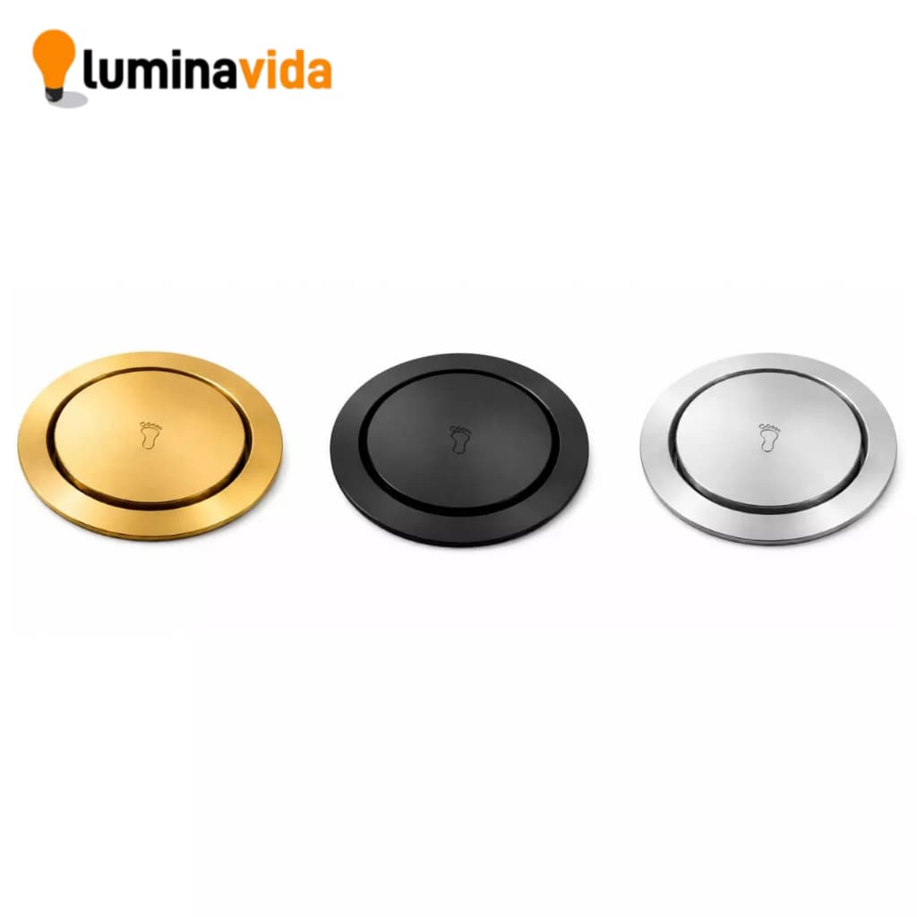 Ralo Redondo Click 10x10 Anti Odor Tampa Oculta Inox Banheiro Área Gourmet Cromado Preto Dourad