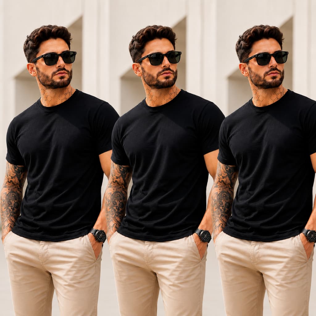 Kit 3 Camisetas Masculina Básica Slim Minimalista Algodão Premium Caimento Confortável