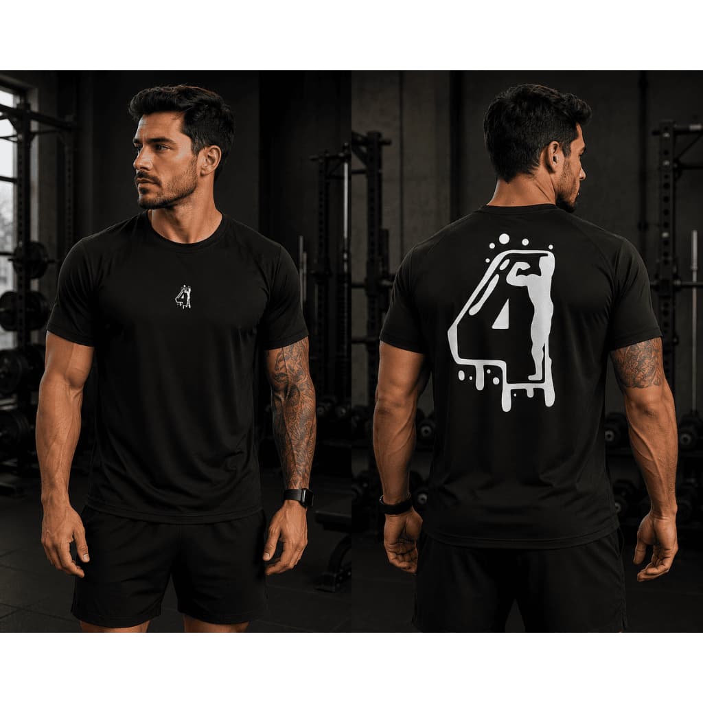 Camiseta Dry Fit Slim Preta Masculina 4Action Treino Academia Esportiva Respiravel