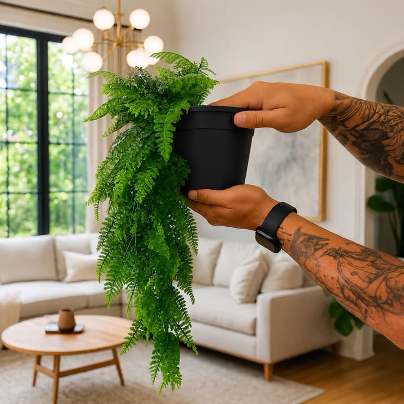 Kit Pendente de samabaia decoracao Com Vaso de planta Preto