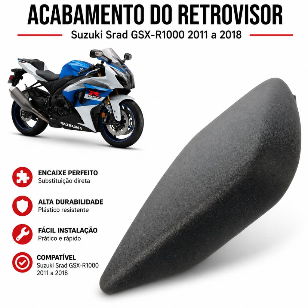 Acabamento Retrovisor Suzuki Srad Gsx-r1000 2011 até 2018 esquerdo e direito