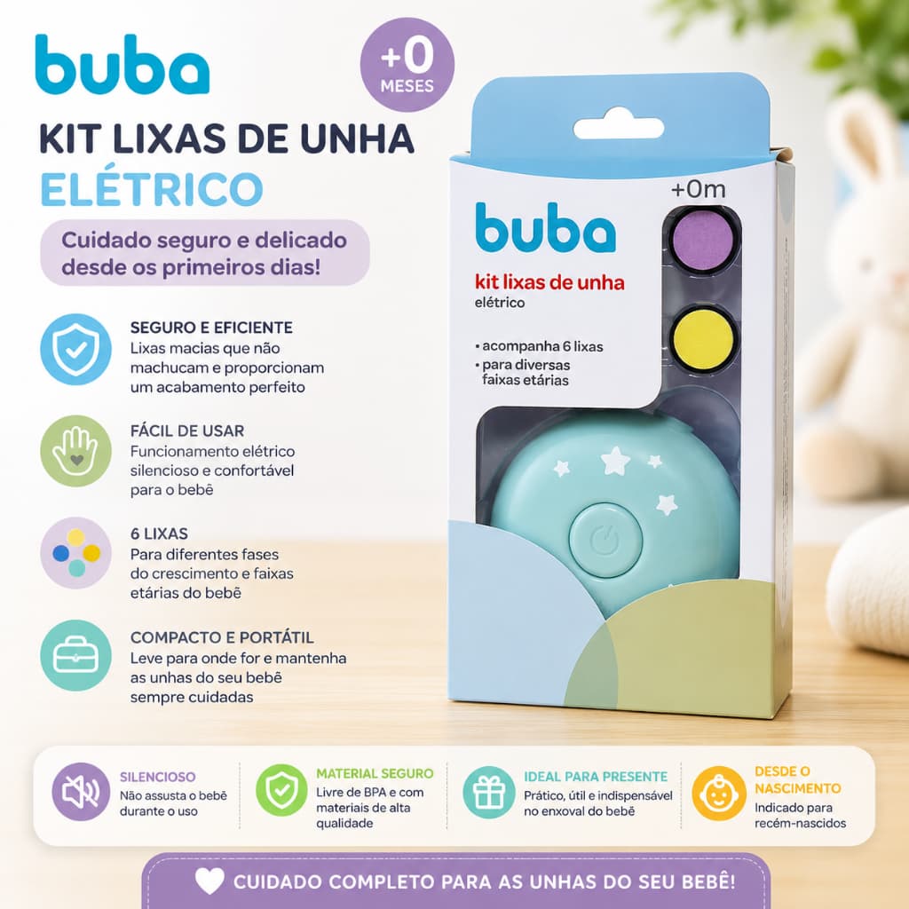 Kit Lixas Elétricas para Unhas de Bebê Buba