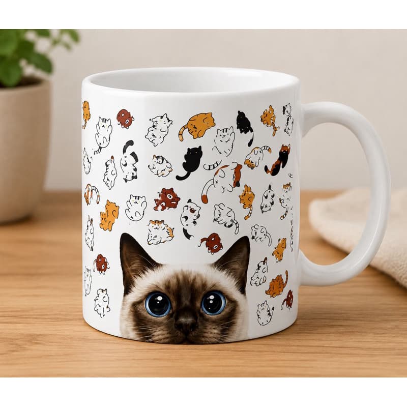 Caneca Gatinhos Porcelana Branca Personalizada Caneca De Gato Fofo