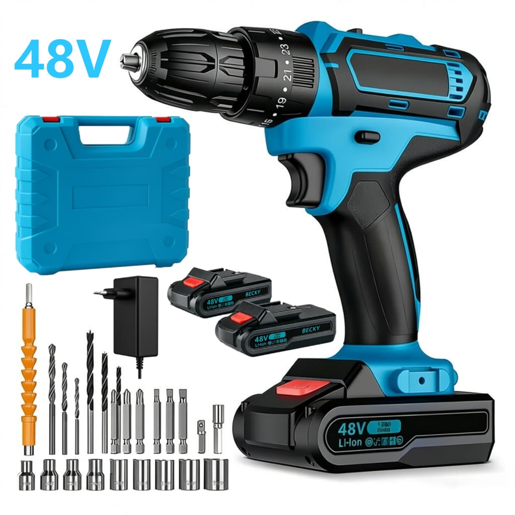 Parafusadeira Furadeira 48V 2 Baterias Com Maleta e Acessórios Completo