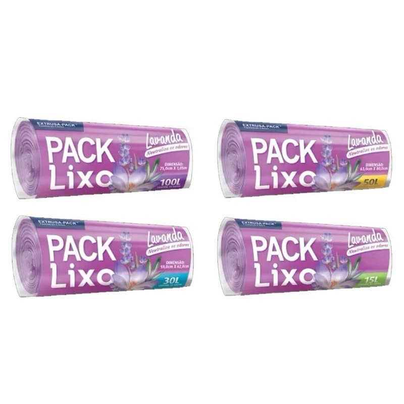Sacos de Lixo Perfumados Lavanda | Kit 01 com 40 Sacos | Para Pia e Banheiro | 34x38cm | Neutraliza Odores.