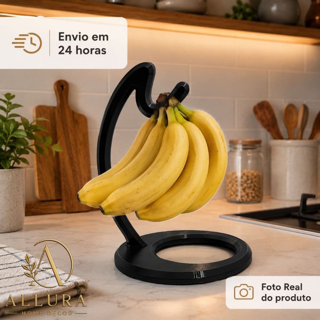 Suporte Para Banana Porta Banana Fruteira de Mesa Organizador de Frutas Cozinha Decorativa 26cm
