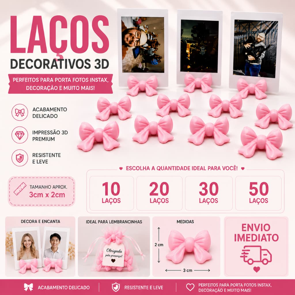 10/20/30 ou 50 Mini Laços P/ Porta Foto Instax Lembrancinhas Decoração Mesa Aniversário
