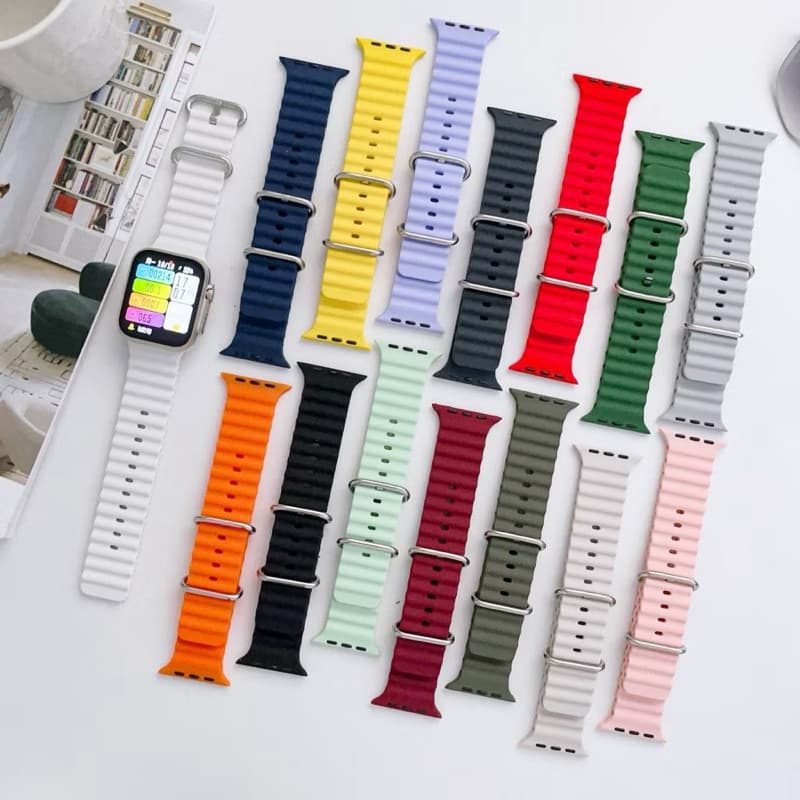Pulseira Ocenano de Silicone para Apple, Watch com Fivela Ajustável para Maior Conforto. 42mm 44mm 45mm 49mm.