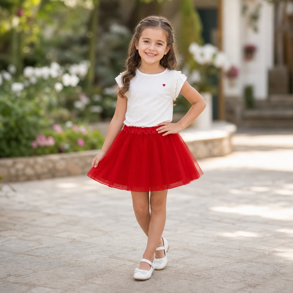 Saia Tutu Infantil Vermelha Festa Fantasia Bailarina