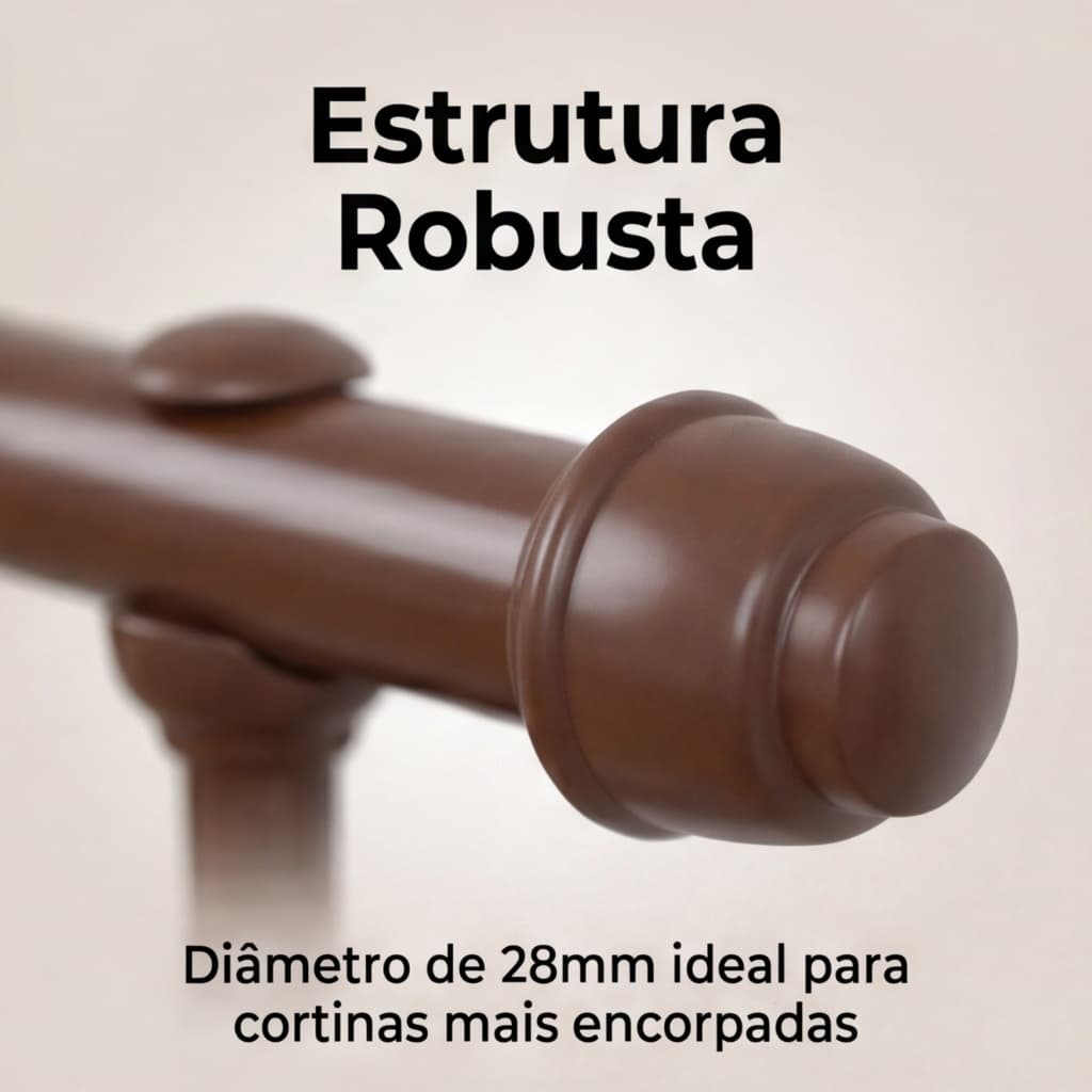 Kit Varão Simples Para Cortina 1 Metro 28mm Cores Diversas