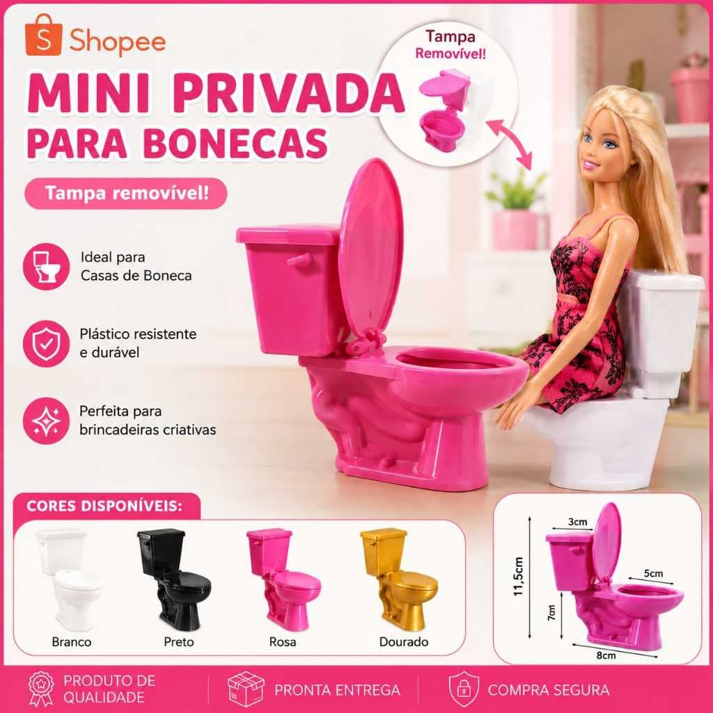 Mini Privada Privadinha Bonecas Bonequinhas Rosa Média