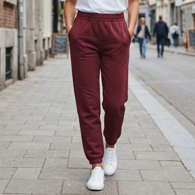 Calça Moletom Jogger Feminina Cós Alto com Bolsos