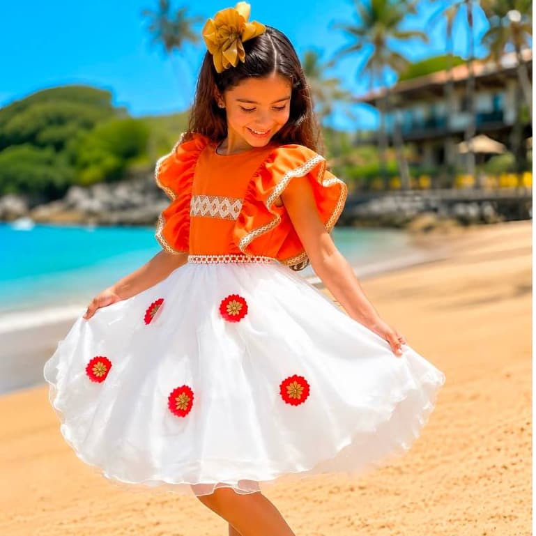 Vestido Infantil Feminino Luxo Rodado Princesa Festa Aniversário Casamento Batizado Elegante