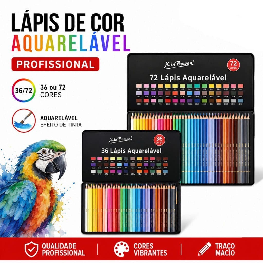 Kit Lápis de Cor Profissional 36/72 Cores para Desenho e Arte SM034