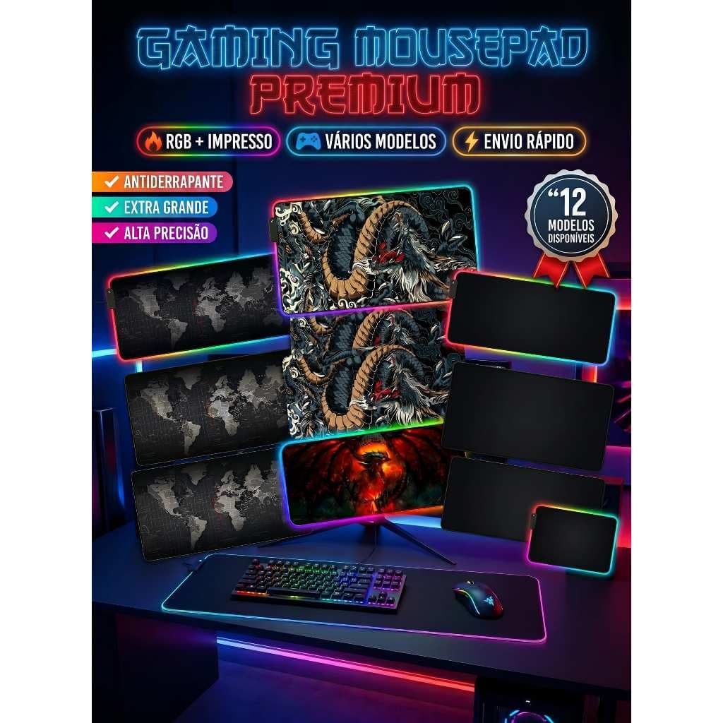 Mousepad Alta Qualidade Gamer Diversos Modelos de Estampa e Diversos Tamanhos Premium