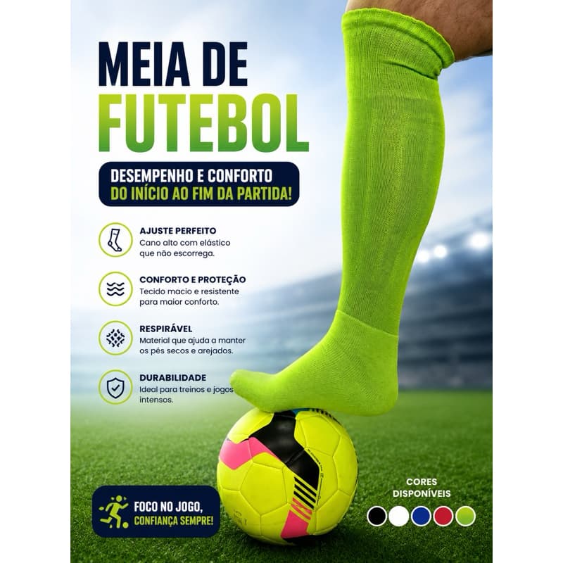 Meião de Futebol Masculino Verde Neon