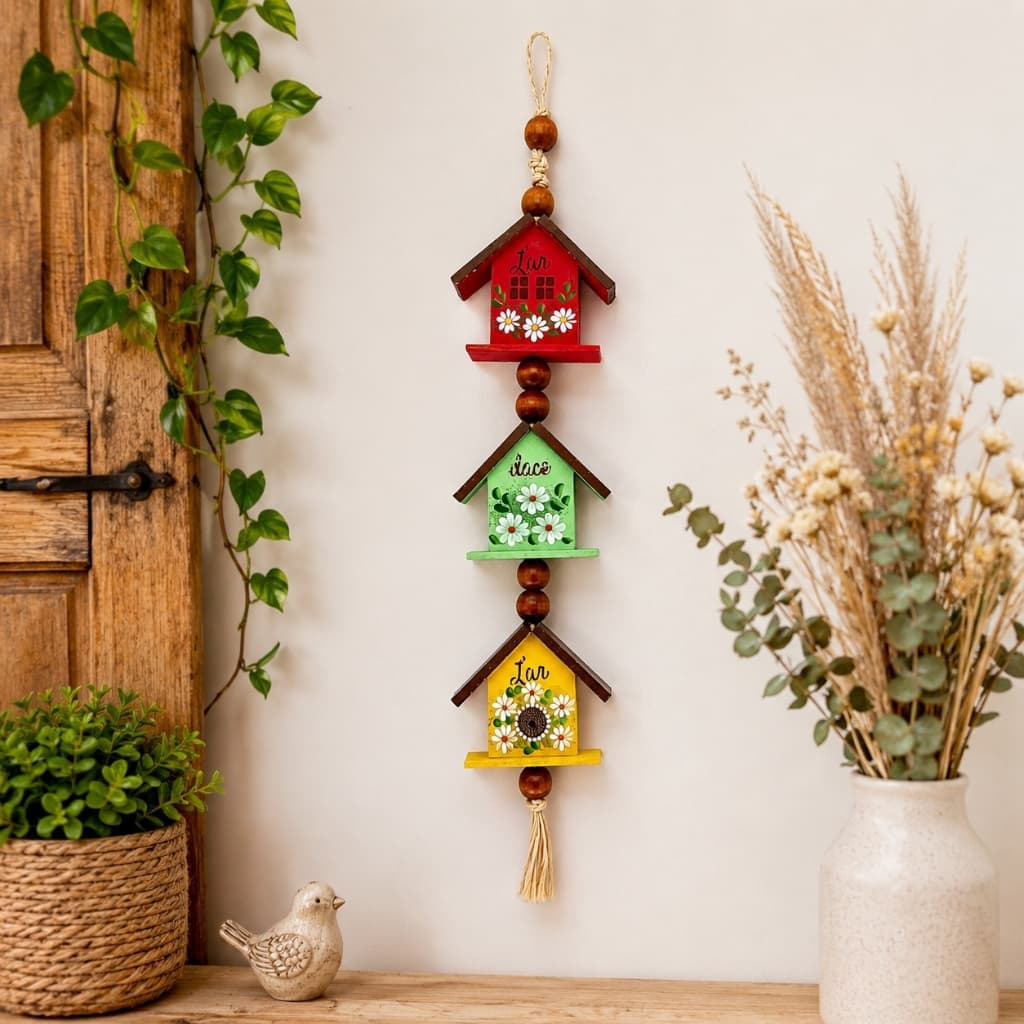 FIEIRA DE CASINHA/BEIJA FLOR DE MADEIRA ENFEITE DE PAREDE E PORTA DECORAÇÃO CASA