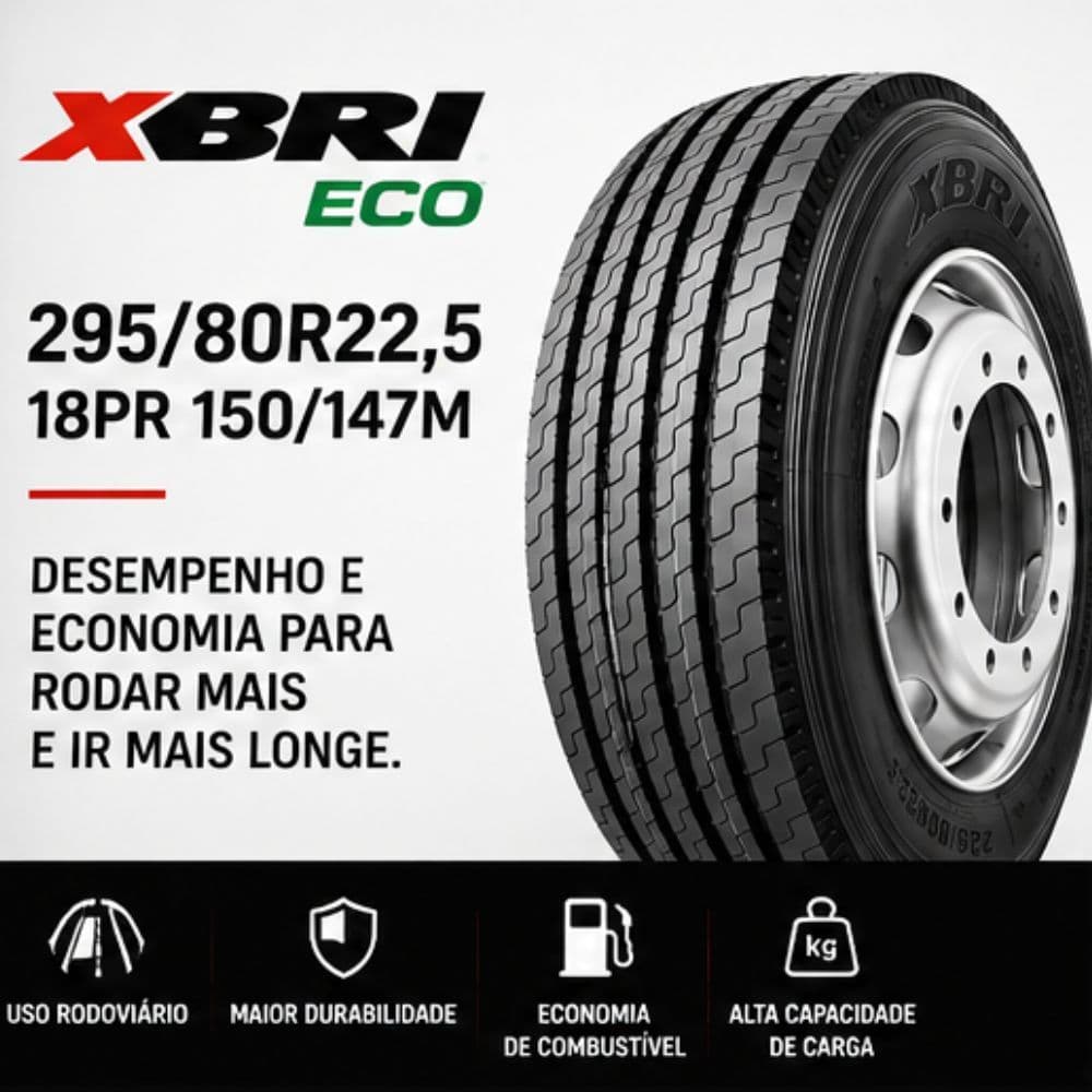 Pneu XBRI Ecoplus 18 Lonas 295/80R22,5 Aro 22,5 Para Caminhão