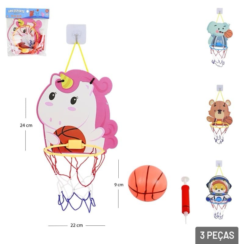 Cesta de Basquete Plástica 24cm Infantil com Bola