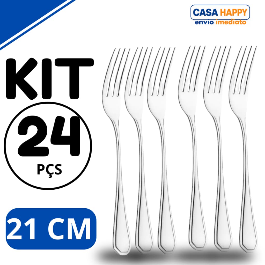 Garfo de Mesa Inox Premium 21cm – Grande e Pesado | Aço Inoxidável Reforçado | Alta Durabilidade | Brilho Premium