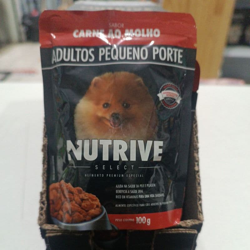 ração umida sachê para cães adultos mini e pequeno de carne nutrive cx com 18 unidades de 100gr