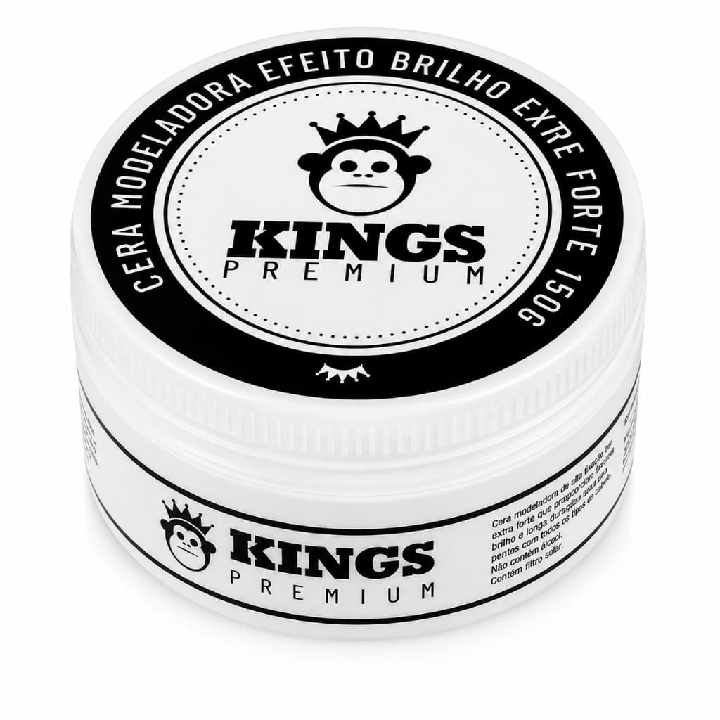 Pomada Cera Modeladora Incolor 150g Kings - Modela e Tira o Frizz, Efeito Brilho e Alta Fixação