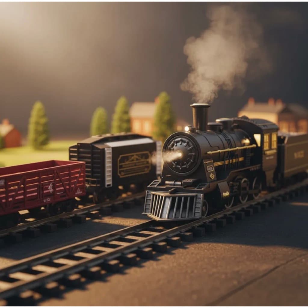 Trem Locomotiva 19 PÇ Ferrorama Luz Som Solta Fumaça Trenzinho Galindo Toys Presente Menino