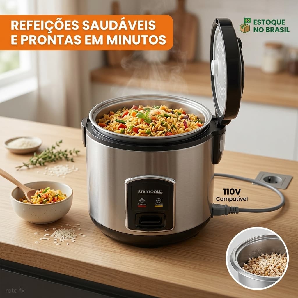 Panela Cozimento Eletrica arroz Pequena 1 Litro Controle Temperatura Alta Potencia, Compacta, Antiaderente