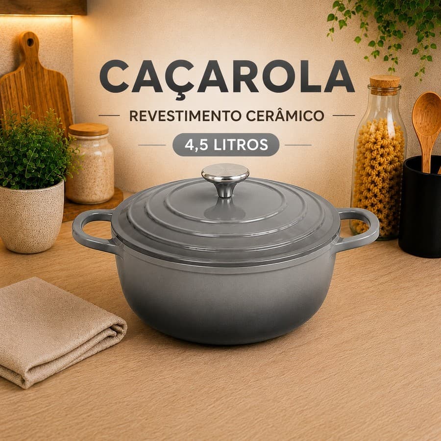 Panela Caçarola  Revestimento Nano Cerâmico Indução 4,5 Litros
