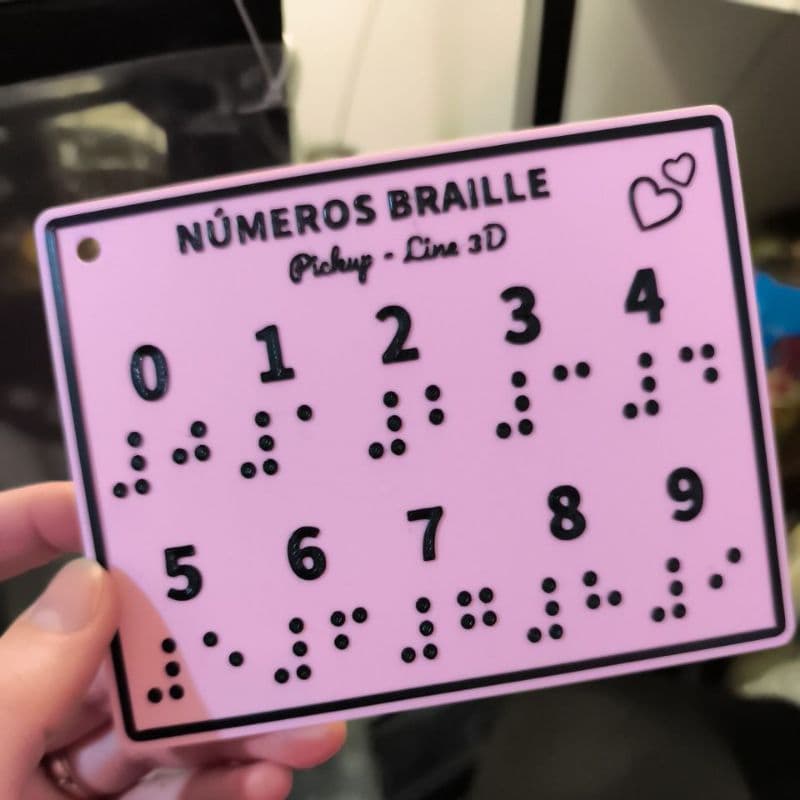 Placa Números Braille em Relevo 0 a 9 – Impressão 3D Educativa 13,5 x 10,5 cm
