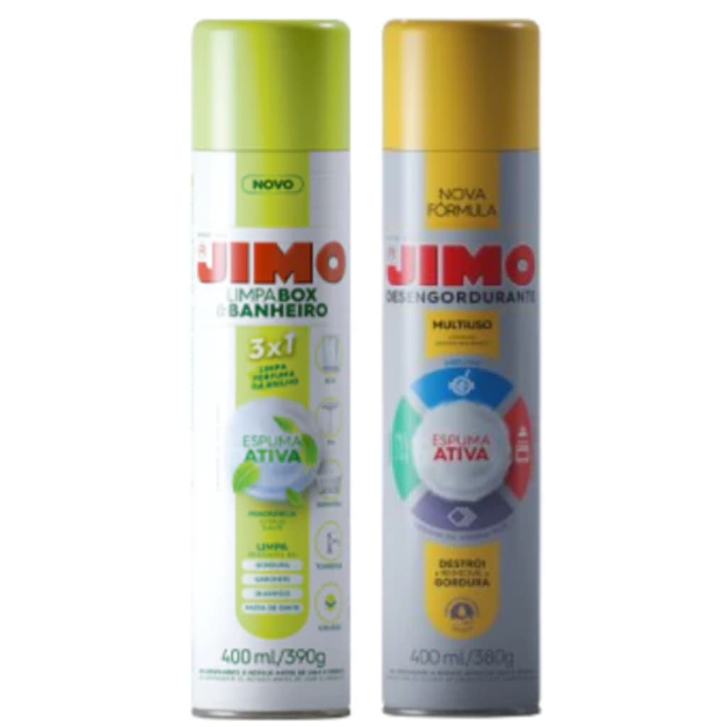 Kit Jimo:Jimo Limpa Banheiro E Box + Jimo Desengordurante 400ML Cada