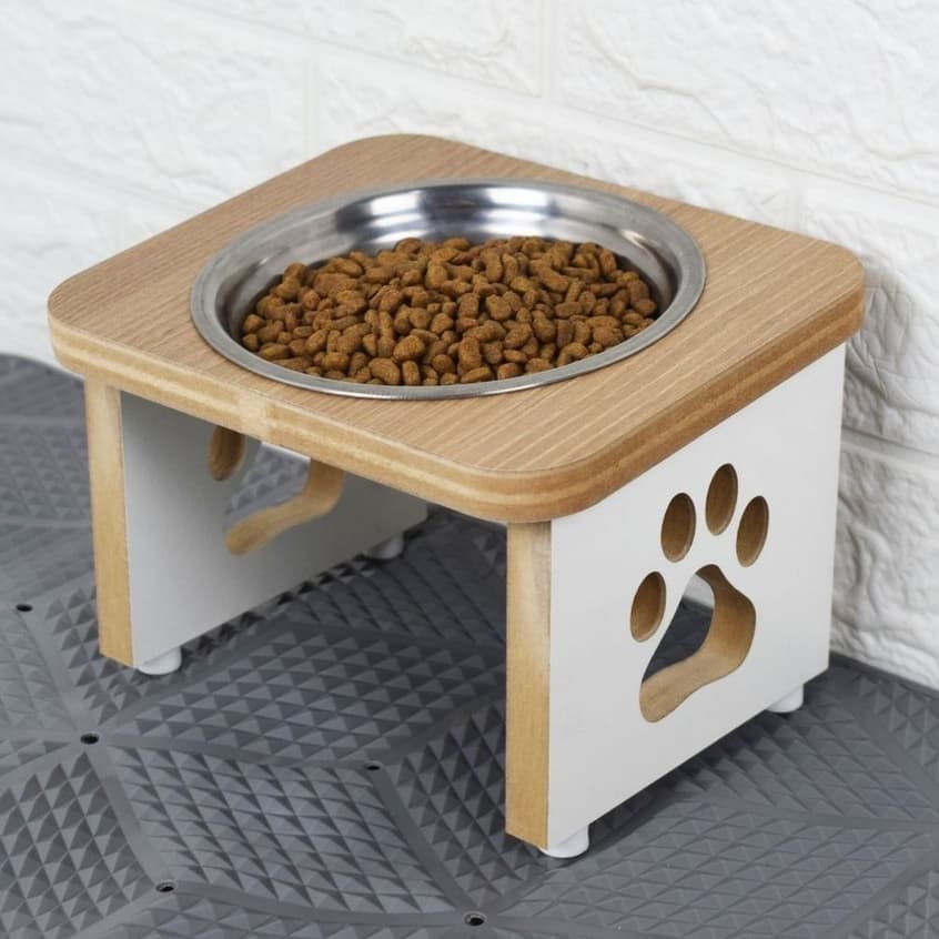 Comedouro Bebedouro PET Simples Elevado Cachorro MDF Tigelas Inox 300ml modelo Tradicional