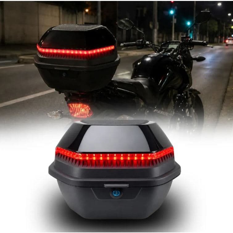 Bauleto Moto Plastico Abs 32 Litros Com Lanterna LED