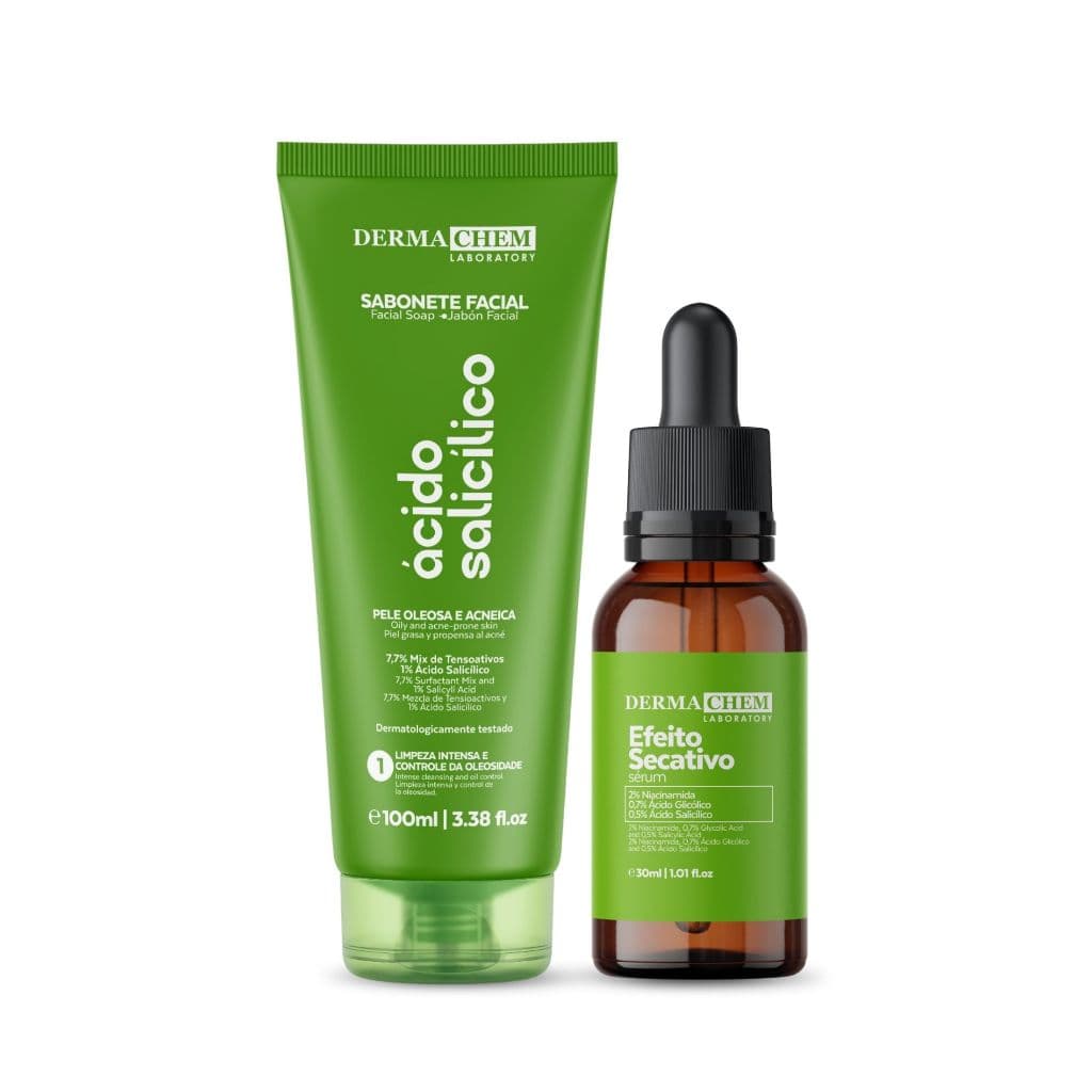 Kit Cuidado Facial Controle de Oleosidade com  Sabonete Acido Salicilico e Serum Secativo Dermachem