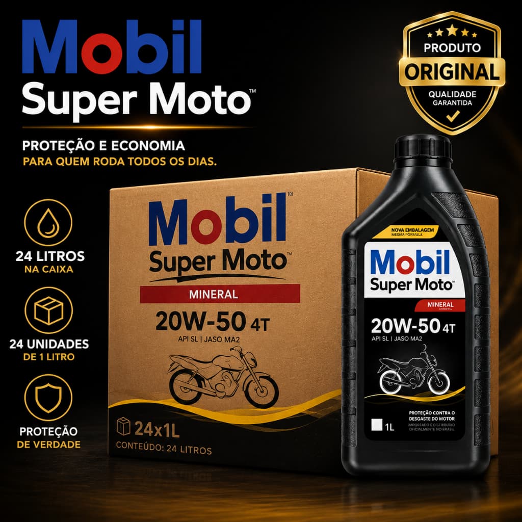 Caixa Fechada Óleo Mobil Super Moto 20W50 4T 24L Honda Yamaha Suzuki Original