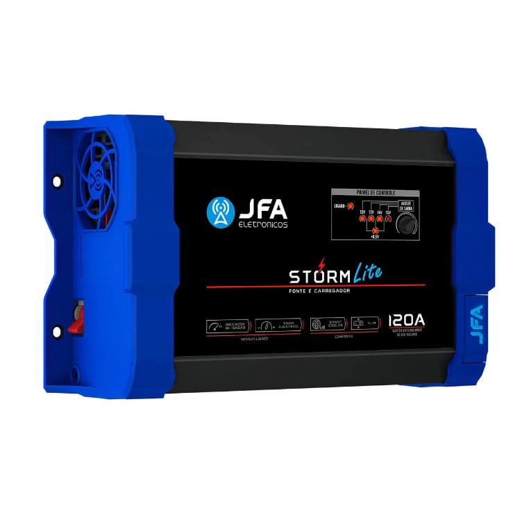 Fonte Automotivas e Carregador JFA 120A Storm Lite 12v Bivolt Cor Preto.