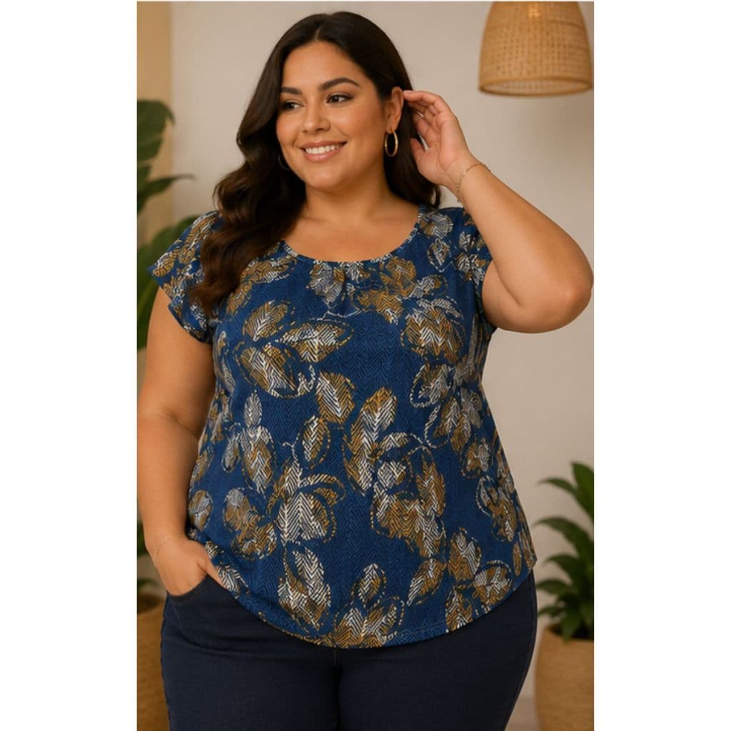 Blusa Plus Size Feminina Liganete Malha Fria Casual Senhora