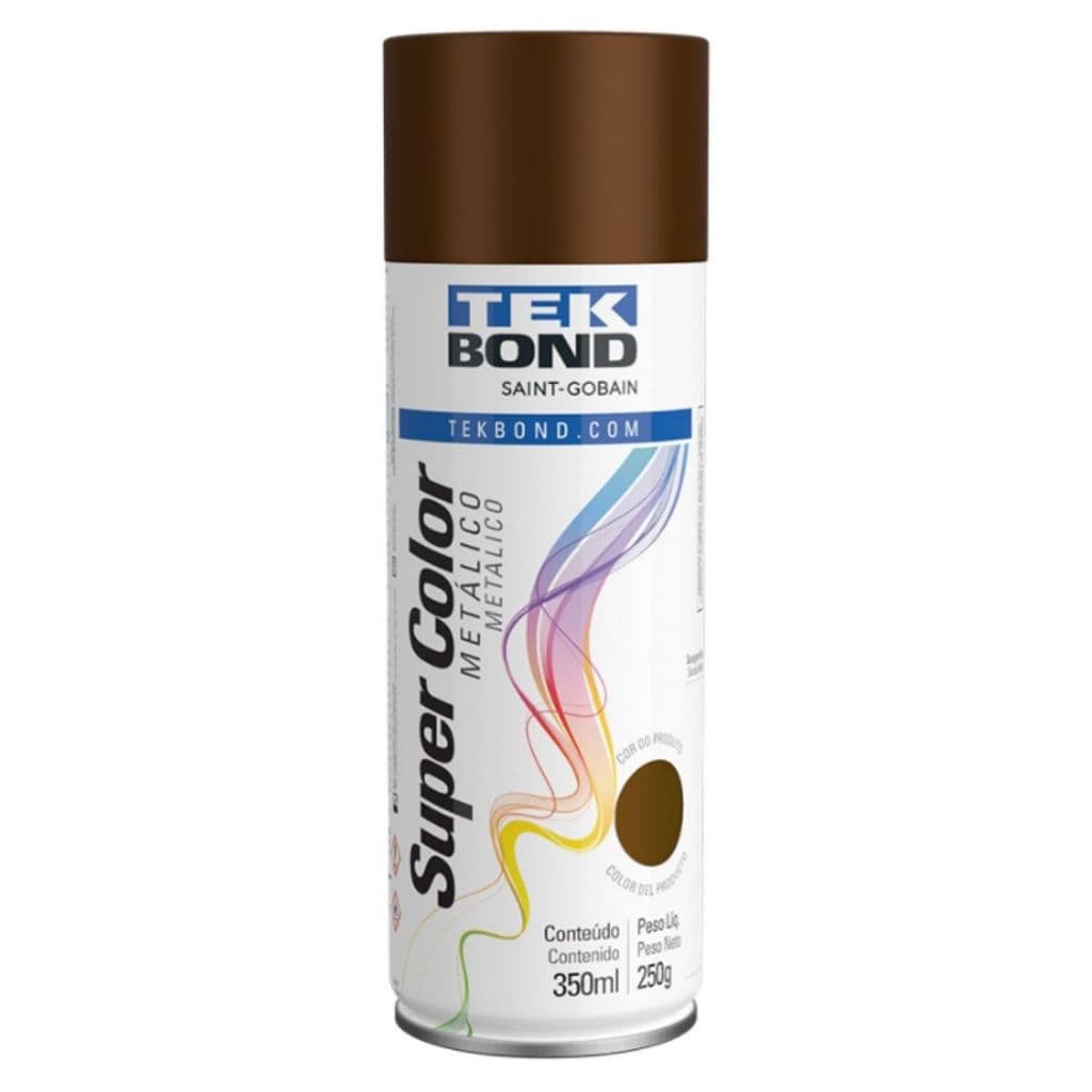 Tinta Spray Aerossol Metálico Tekbond Bronze 350ml Uso Geral Alta Cobertura Secagem Rápida