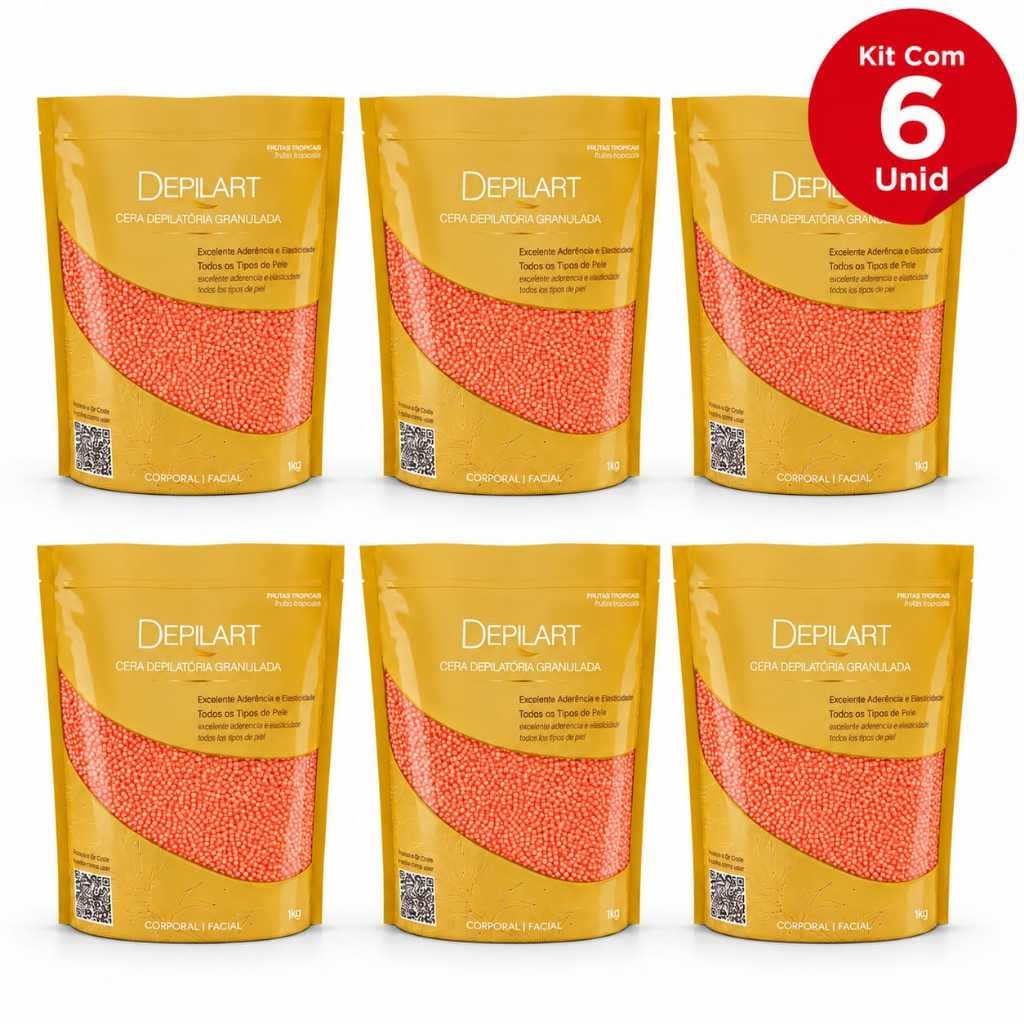 Kit 6un Cera Depilatória Granulada Frutas Tropicais 1kg Depilart Profissional