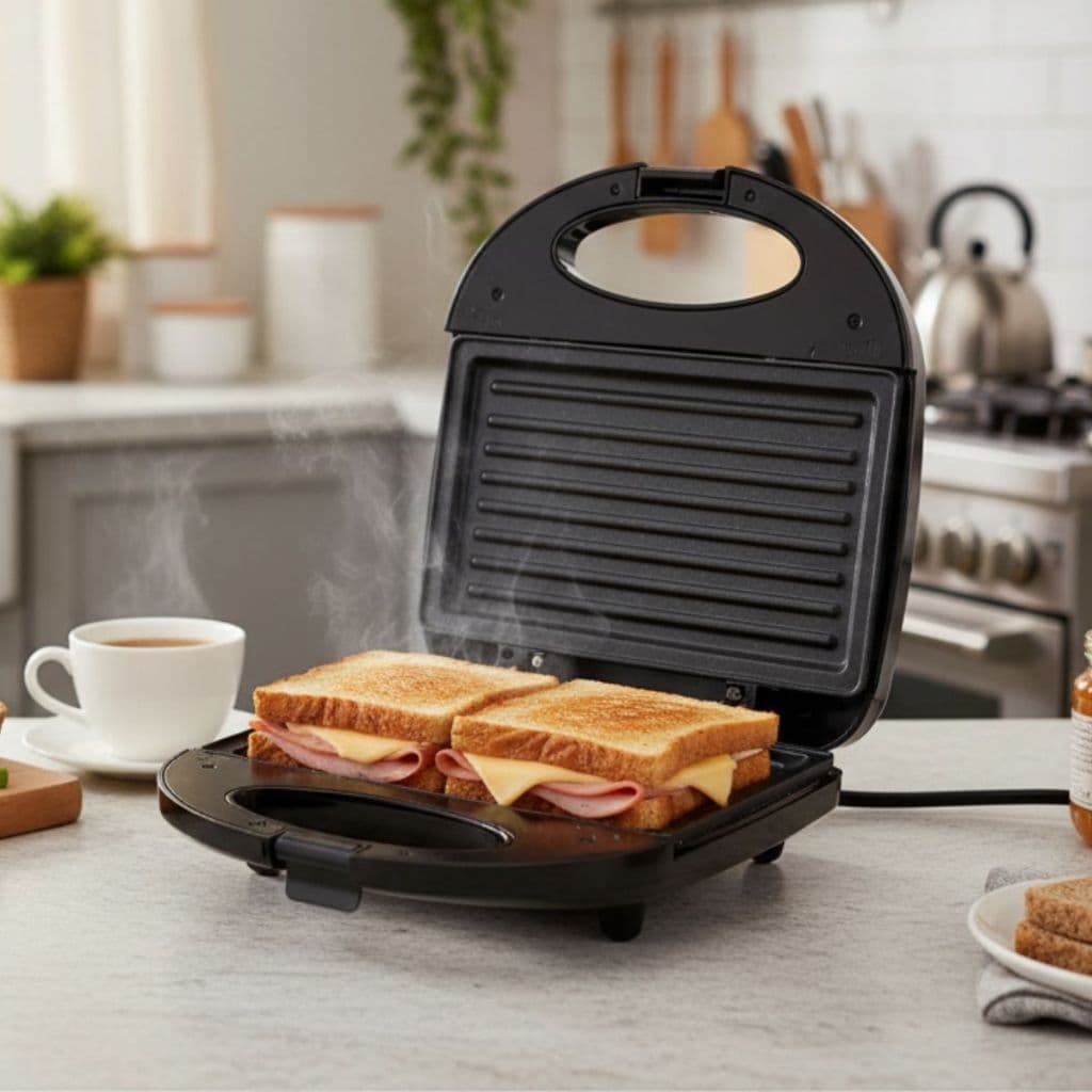 Sanduicheira Grill Elétrica Prensa Dupla Antiaderente 750W Cozinha Rápida Compacta - 220v