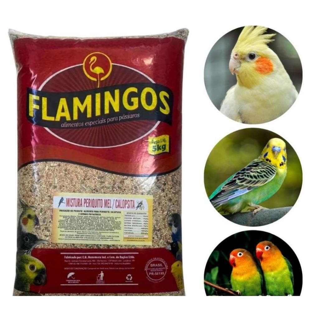 Mistura para Calopsitas Periquitos Sementes, Frutas E Mel 10 Kg - Flamingos