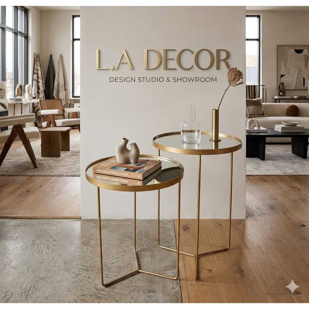 Conjunto de Mesa Lateral com Espelhos Para Decoração Kit com 2 Unidades