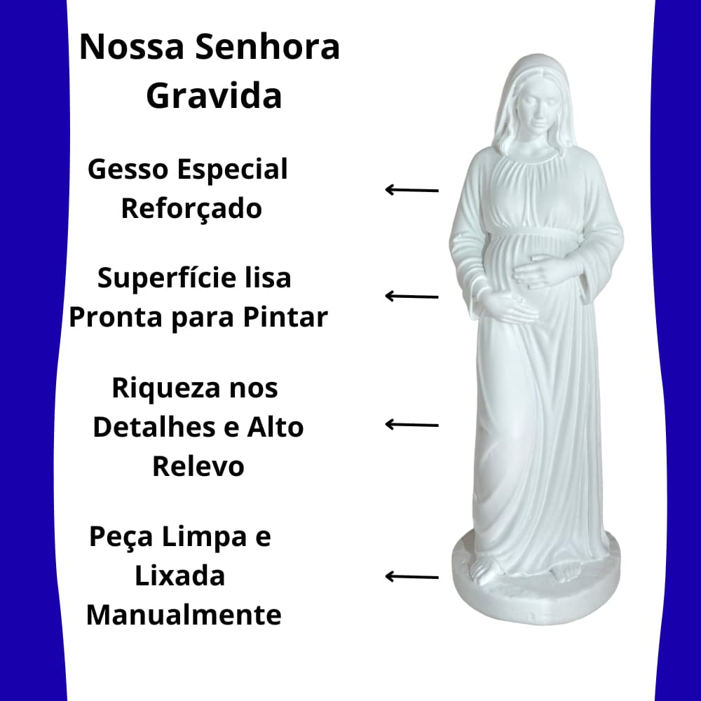 Kit 3 Nossa Senhora Grávida 22cm Gesso Cru Para Pintar