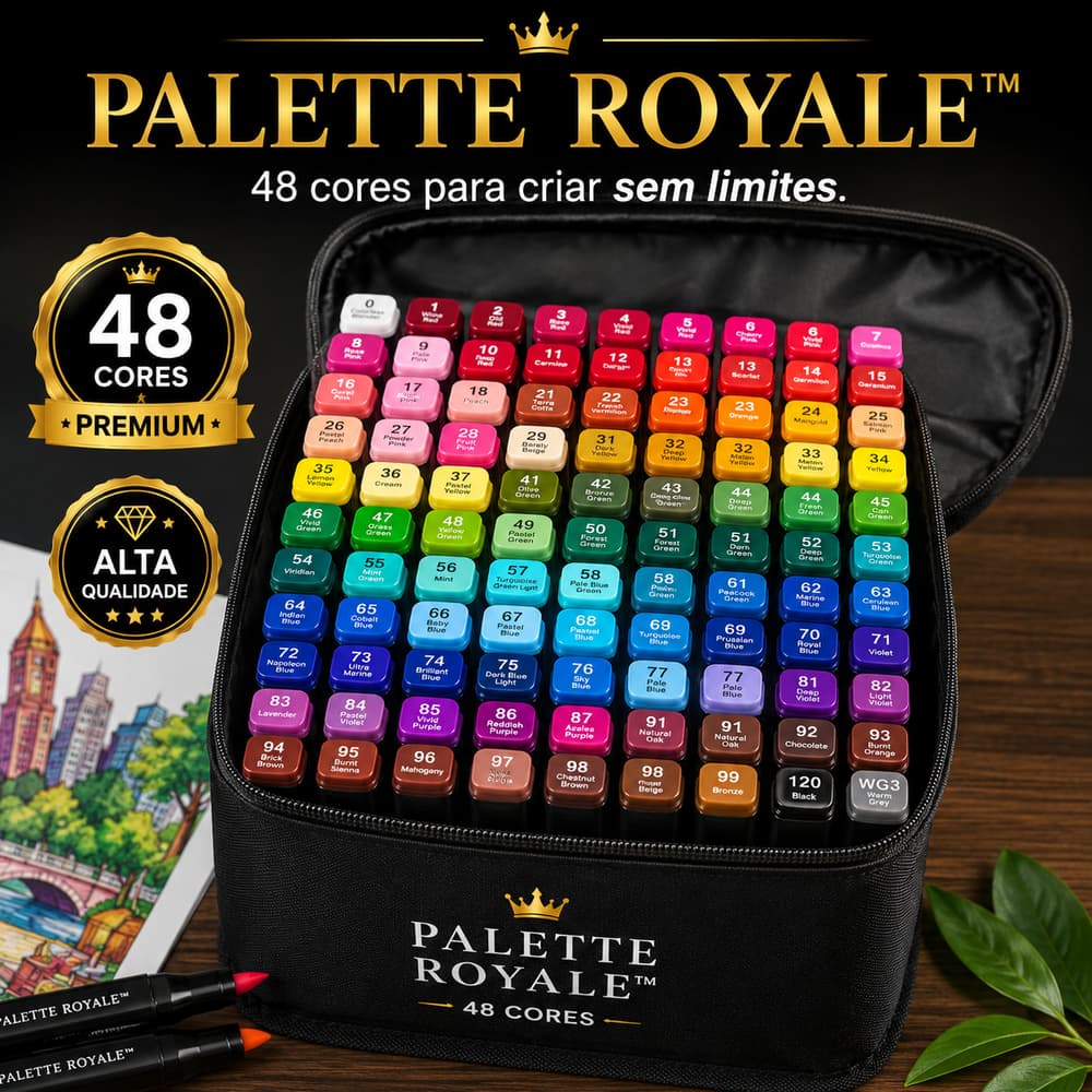 Canetas Coloridas 48 Cores Estojo Completo Hidrográficas Tinta Viva Escolar Artística
