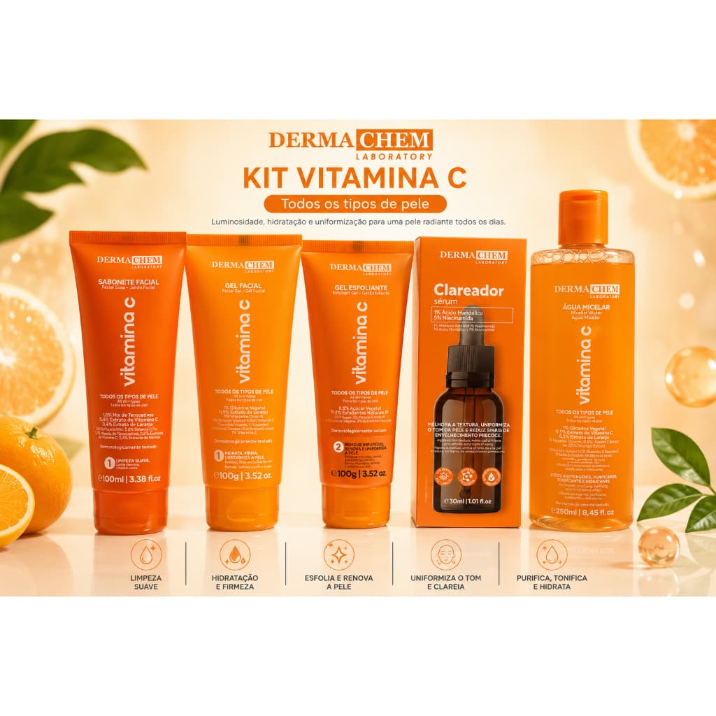 Kit Skincare Limpeza Facial Clareador Dermachem