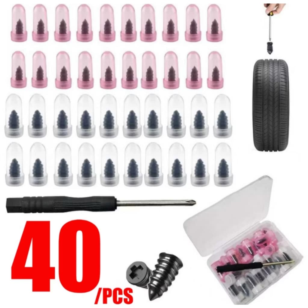 kit 40 unidades parafuso + Chave  para reparo rápido de pneu furado