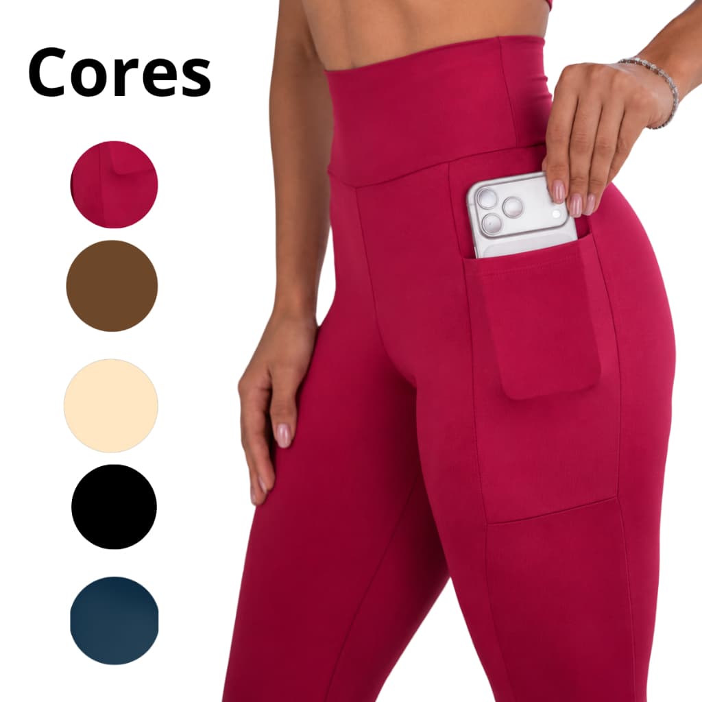 Calça Legging Fitness Feminina Suplex Alta Compressão Cós Duplo